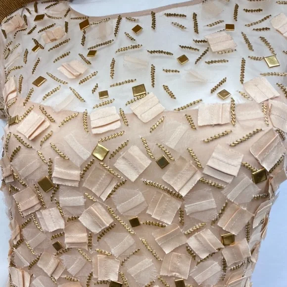 CAROLINA HERRERA silk champagne gold Mix media short sleeves, long gown - Picture 8 of 15